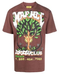 Мужская коричневая футболка с круглым вырезом с принтом от MARKET