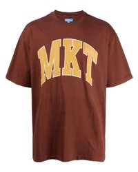 Мужская коричневая футболка с круглым вырезом с принтом от MARKET