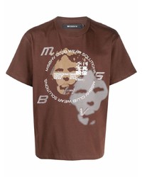 Мужская коричневая футболка с круглым вырезом с принтом от Misbhv