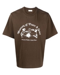 Мужская коричневая футболка с круглым вырезом с принтом от Museum of Peace & Quiet