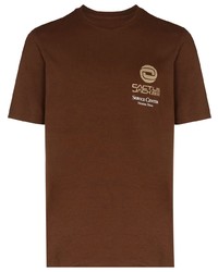 Мужская коричневая футболка с круглым вырезом с принтом от Nike