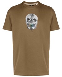 Мужская коричневая футболка с круглым вырезом с принтом от PS Paul Smith
