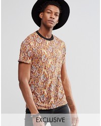 Мужская коричневая футболка с круглым вырезом с принтом от Reclaimed Vintage