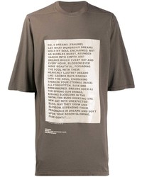 Мужская коричневая футболка с круглым вырезом с принтом от Rick Owens DRKSHDW