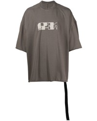 Мужская коричневая футболка с круглым вырезом с принтом от Rick Owens DRKSHDW