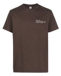 Мужская коричневая футболка с круглым вырезом с принтом от Sporty & Rich