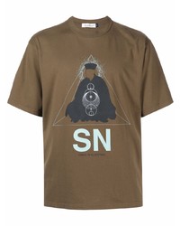Мужская коричневая футболка с круглым вырезом с принтом от UNDERCOVE