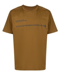 Мужская коричневая футболка с круглым вырезом с принтом от White Mountaineering