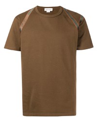 Мужская коричневая футболка с круглым вырезом от Alexander McQueen