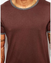 Мужская коричневая футболка с круглым вырезом от Asos