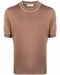 Мужская коричневая футболка с круглым вырезом от Brunello Cucinelli
