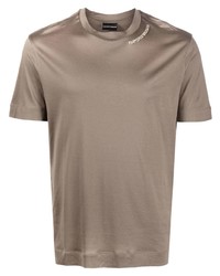Мужская коричневая футболка с круглым вырезом от Emporio Armani