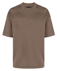 Мужская коричневая футболка с круглым вырезом от Emporio Armani