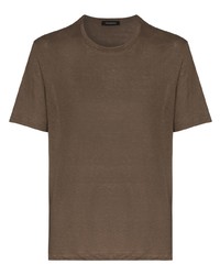 Мужская коричневая футболка с круглым вырезом от Ermenegildo Zegna