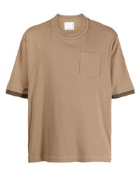 Мужская коричневая футболка с круглым вырезом от Sacai