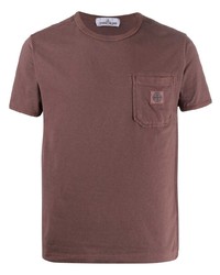 Мужская коричневая футболка с круглым вырезом от Stone Island