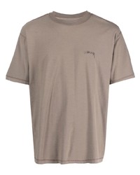 Мужская коричневая футболка с круглым вырезом от Stussy