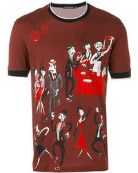 Мужская коричневая футболка с принтом от Dolce & Gabbana