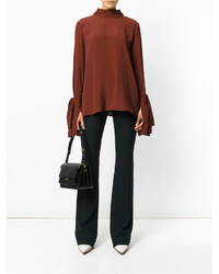 Коричневая шелковая блузка от Marni