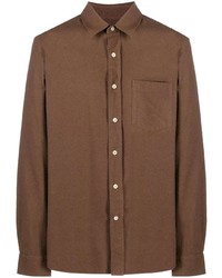 Мужская коричневая шелковая классическая рубашка от Our Legacy