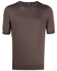 Мужская коричневая шелковая футболка с круглым вырезом от Barba