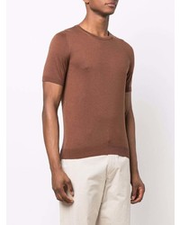 Мужская коричневая шелковая футболка с круглым вырезом от Tagliatore