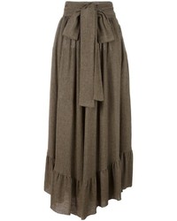 Коричневая шерстяная длинная юбка от See by Chloe