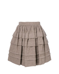 Коричневая шерстяная короткая юбка-солнце от Ermanno Scervino