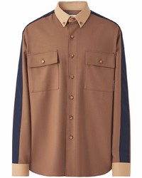 Мужская коричневая шерстяная рубашка с длинным рукавом от Burberry