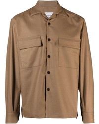 Мужская коричневая шерстяная рубашка с длинным рукавом от Costumein