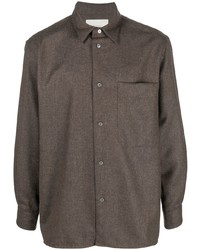 Мужская коричневая шерстяная рубашка с длинным рукавом от Studio Nicholson