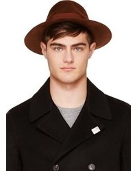 Мужская коричневая шерстяная шляпа
