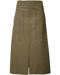 Коричневая шерстяная юбка со складками от Josh Goot
