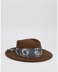 Мужская коричневая шляпа с цветочным принтом от Asos