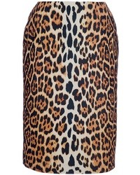 Коричневая юбка-карандаш с леопардовым принтом