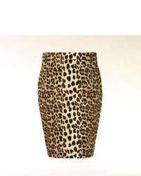 Коричневая юбка с леопардовым принтом
