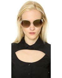 Женские коричнево-золотые солнцезащитные очки от Fendi