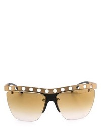 Женские коричнево-золотые солнцезащитные очки от Prada
