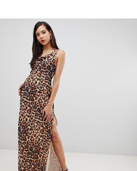 Коричневое вечернее платье с леопардовым принтом от Asos Tall