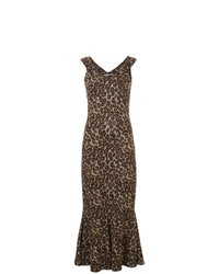 Коричневое вечернее платье с леопардовым принтом от Rosetta Getty