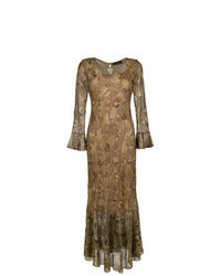 Коричневое вязаное вечернее платье