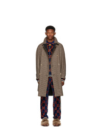 Коричневое длинное пальто в шотландскую клетку от Gucci