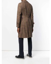 Коричневое длинное пальто с узором "гусиные лапки" от Tagliatore