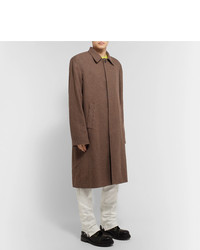 Коричневое длинное пальто с узором "гусиные лапки" от Balenciaga