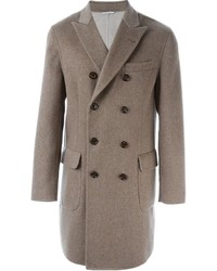 Коричневое длинное пальто от Brunello Cucinelli
