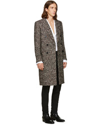 Коричневое длинное пальто от Saint Laurent