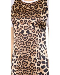 Коричневое облегающее платье с леопардовым принтом от Rodarte