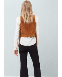 Коричневое пальто без рукавов от Mango