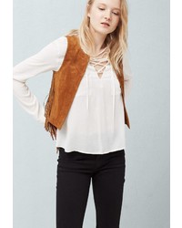 Коричневое пальто без рукавов от Mango