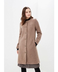 Женское коричневое пальто в вертикальную полоску от Gregory
